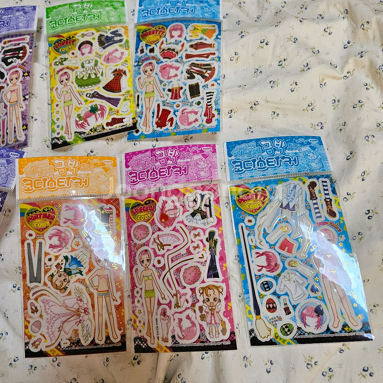 일괄판매)고전 구형 구판 캐릭캐릭체인지 금박 스티커--1