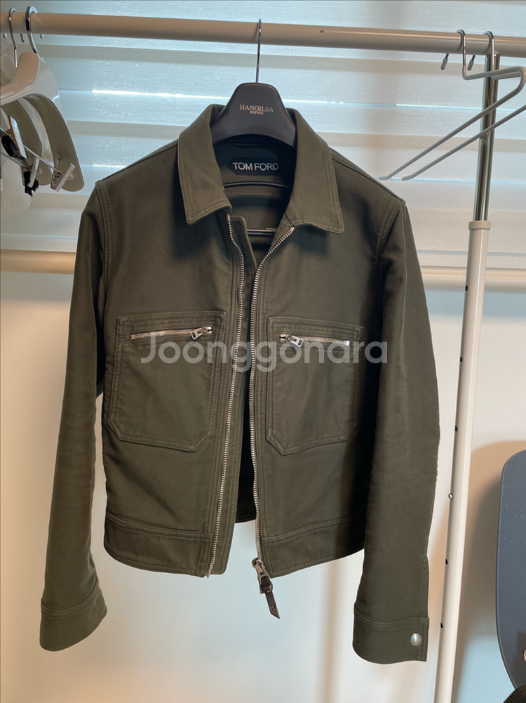 톰포드 브러시드 코튼 자켓 카키색 46사이즈--0