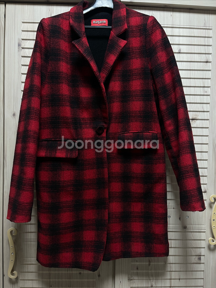 (거의새상품)톰앤래빗 여성레드체크 모직코트(66)--0