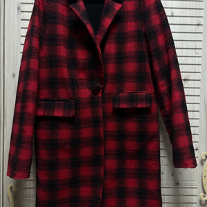 (거의새상품)톰앤래빗 여성레드체크 모직코트(66)