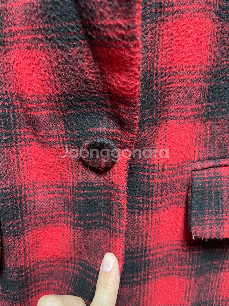 (거의새상품)톰앤래빗 여성레드체크 모직코트(66)--2