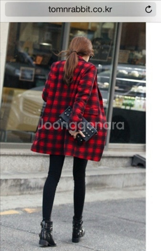 (거의새상품)톰앤래빗 여성레드체크 모직코트(66)--8