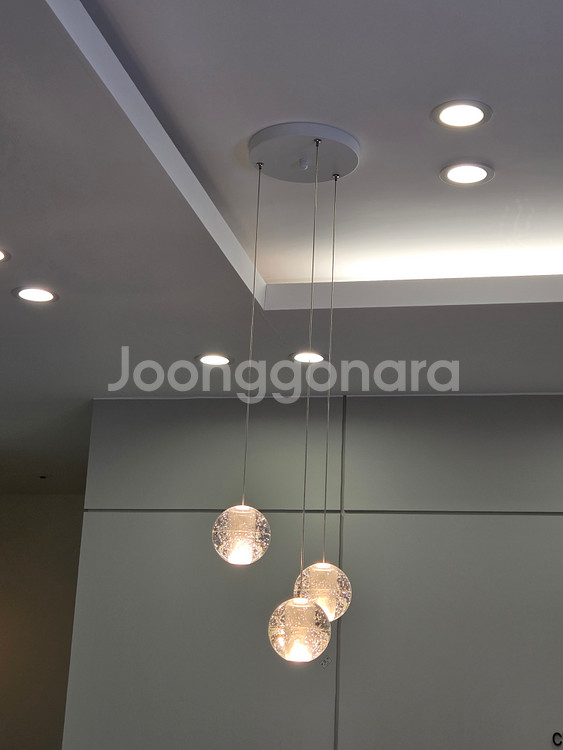 인테리어등(물방울 유리볼조명, 애시드 펜던트 3등(원형 후렌치))--0