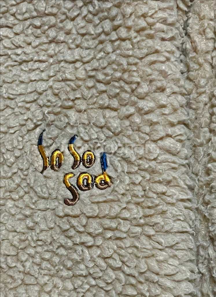 커스텀멜로우 베이지/오렌지 스마일 플리스 후리스 플리스 후드 자켓 95--6