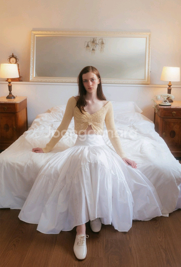 더티스 크림 코튼 롱 스커트 s사이즈--0