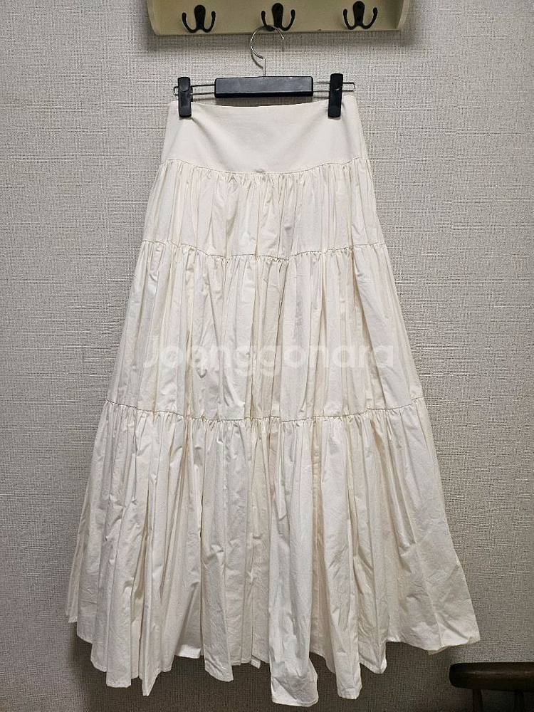 더티스 크림 코튼 롱 스커트 s사이즈--3