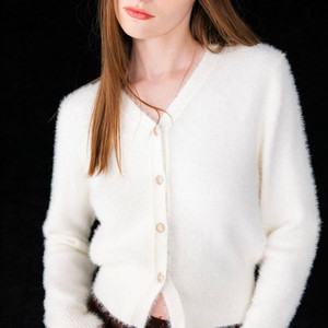 제너럴아이디어 헤어리 퍼 가디건 아이보리 m