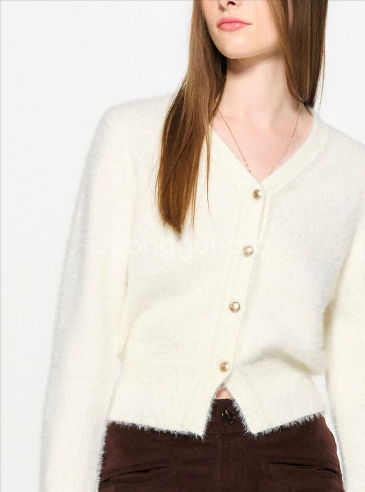 제너럴아이디어 헤어리 퍼 가디건 아이보리 m--3