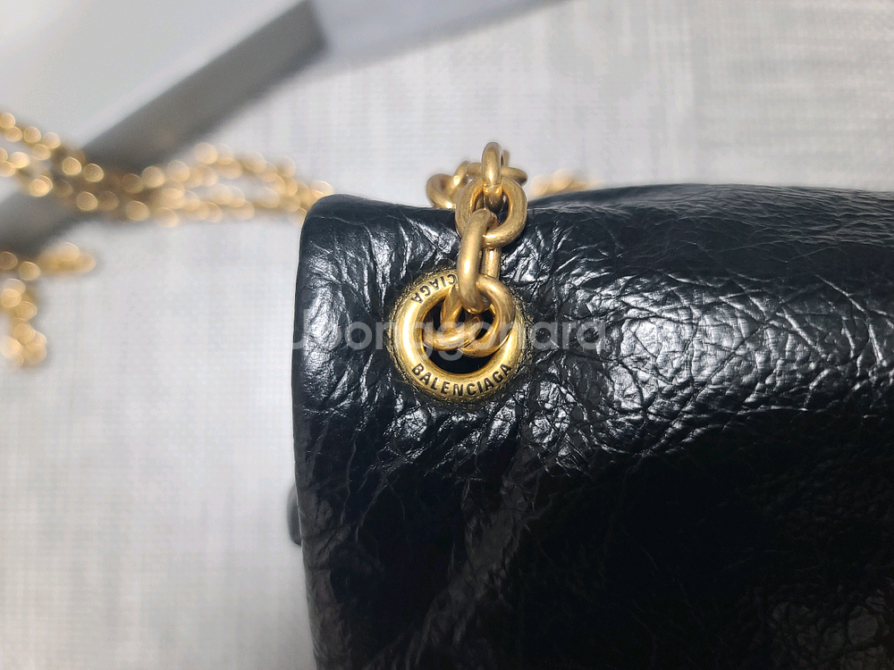 발렌시아가 모나코 미니 블랙 금장 숄더백 크로스 체인백--4