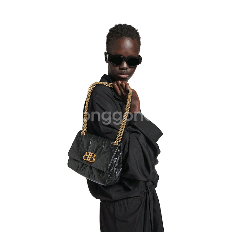 발렌시아가 모나코 미니 블랙 금장 숄더백 크로스 체인백--7