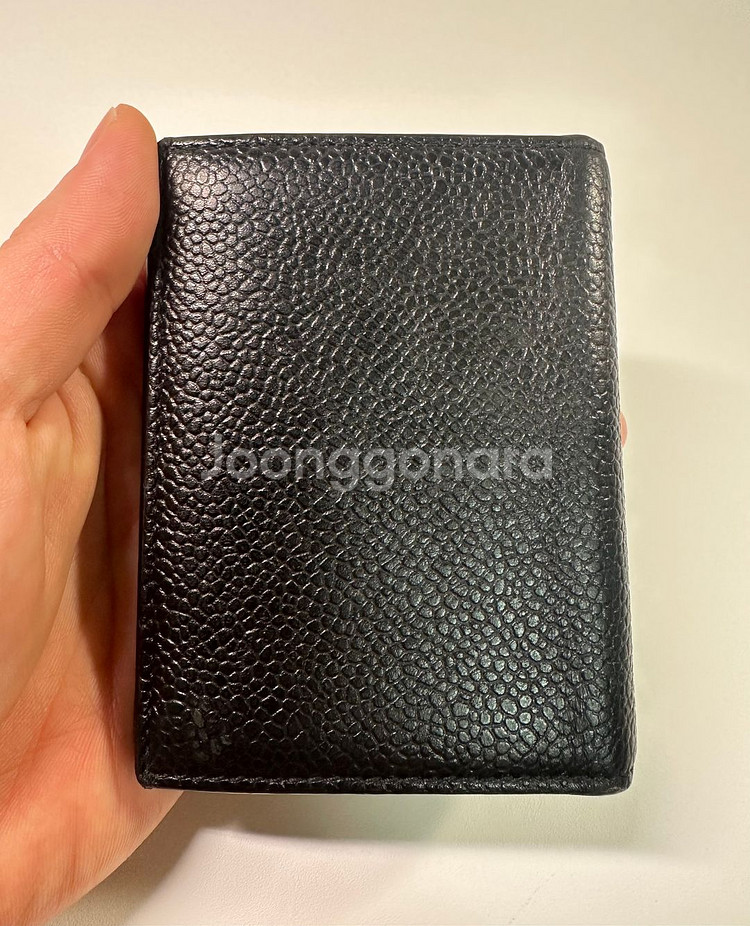 정품 톰브라운 페블 레더 블랙 더블 카드지갑--2