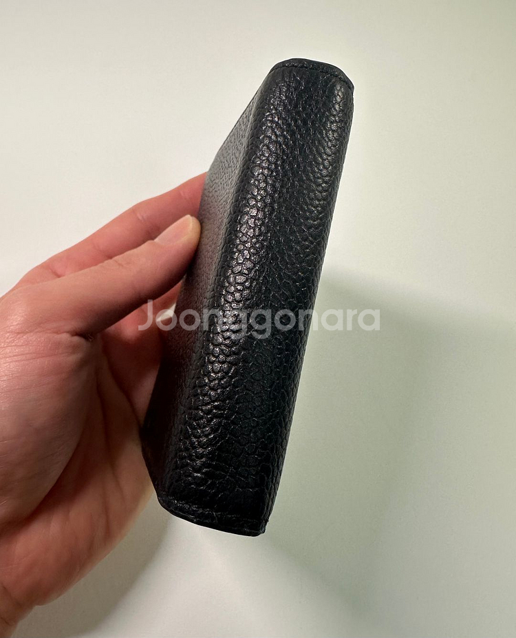 정품 톰브라운 페블 레더 블랙 더블 카드지갑--3