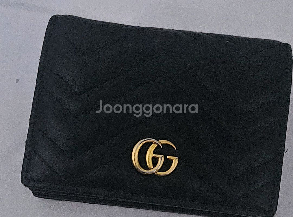 구찌 지갑 GG 마몽 퀼팅 반지갑 여성 GG 마몬트 마틀라쎄 블랙--0