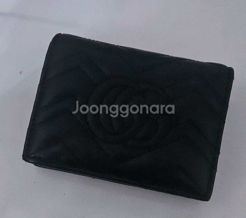 구찌 지갑 GG 마몽 퀼팅 반지갑 여성 GG 마몬트 마틀라쎄 블랙--1