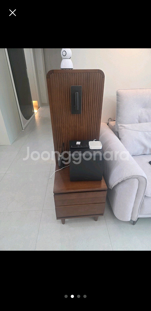 원목 2단 서랍 협탁--2