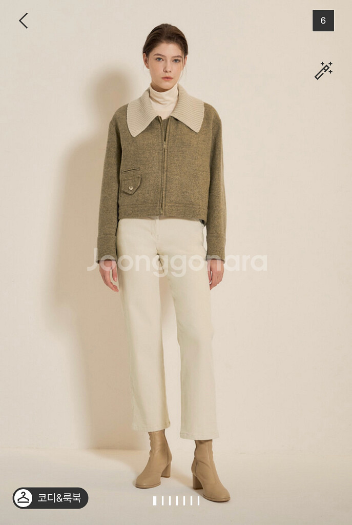 한섬 에스제이(SJSJ) 니트카라 누빔 자켓--4