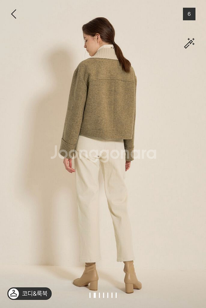 한섬 에스제이(SJSJ) 니트카라 누빔 자켓--5