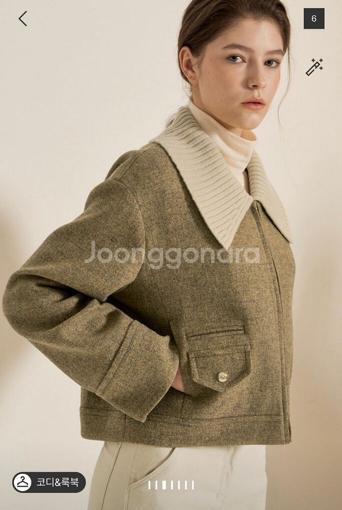 한섬 에스제이(SJSJ) 니트카라 누빔 자켓--6