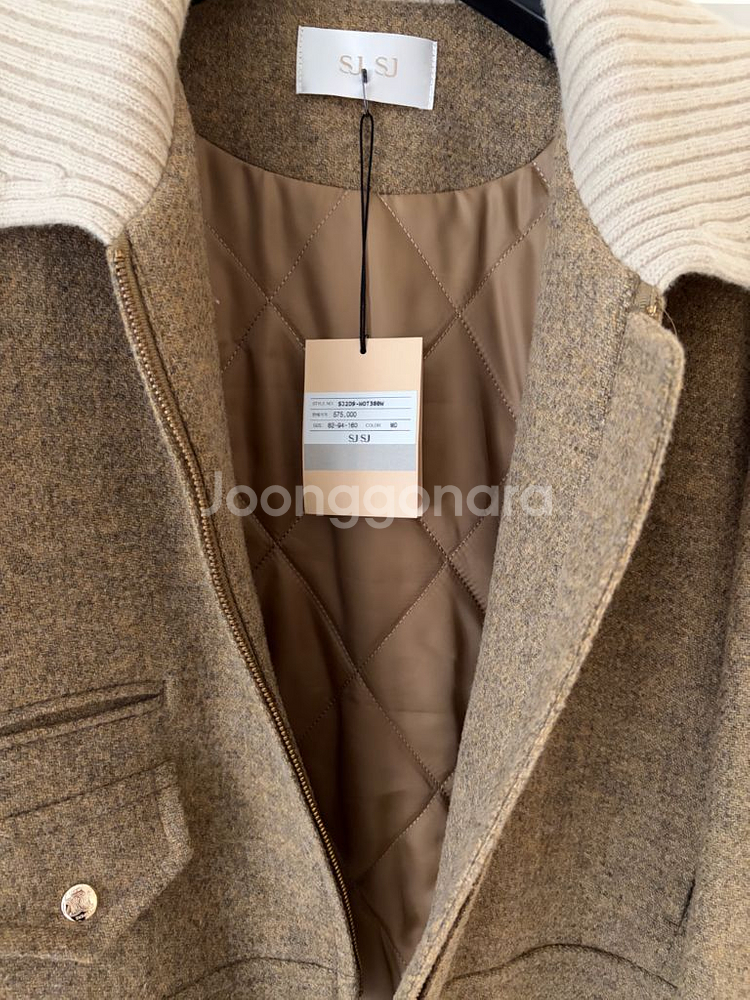 한섬 에스제이(SJSJ) 니트카라 누빔 자켓--10