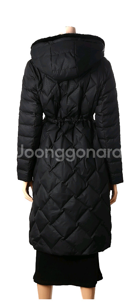 TINA 티나 밍크트리밍 구스 퀼팅 허리밴딩 패딩 코트 77사이즈 새제품각 블랙컬러, 실버그레이컬러--3