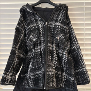 마쥬(maje) 리버시블 체크 패딩코트