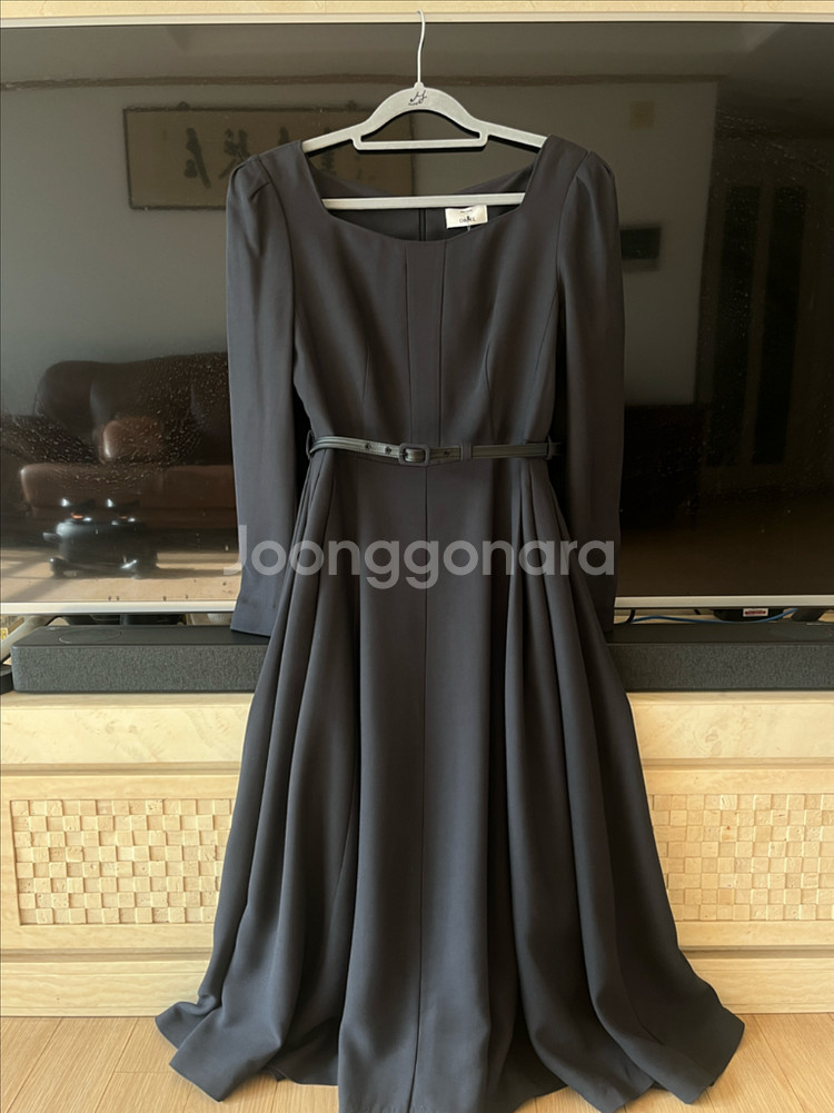 오브제 벨티드 다크네이비 원피스 44--1