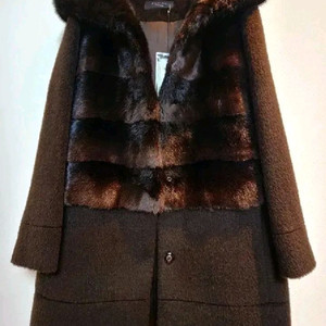 데미안 그라데이션 리얼 휘메일 밍크 알파카 모혼방 코트 55사이즈 새제품 초코브라운컬러