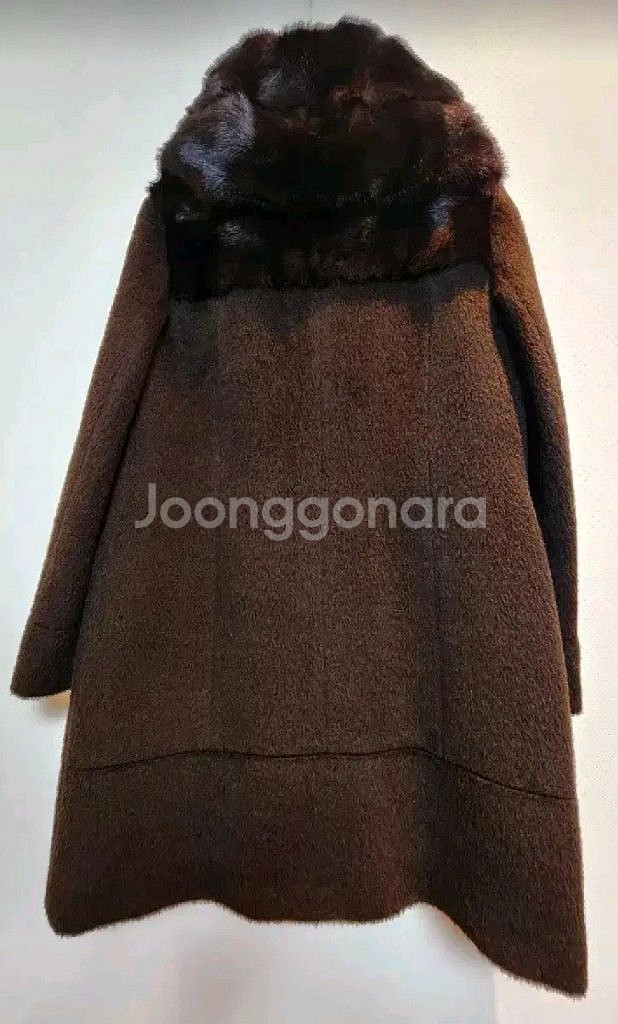 데미안 그라데이션 리얼 휘메일 밍크 알파카 모혼방 코트 55사이즈 새제품 초코브라운컬러--4