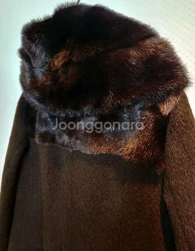데미안 그라데이션 리얼 휘메일 밍크 알파카 모혼방 코트 55사이즈 새제품 초코브라운컬러--6