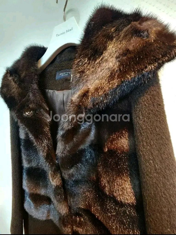 데미안 그라데이션 리얼 휘메일 밍크 알파카 모혼방 코트 55사이즈 새제품 초코브라운컬러--2