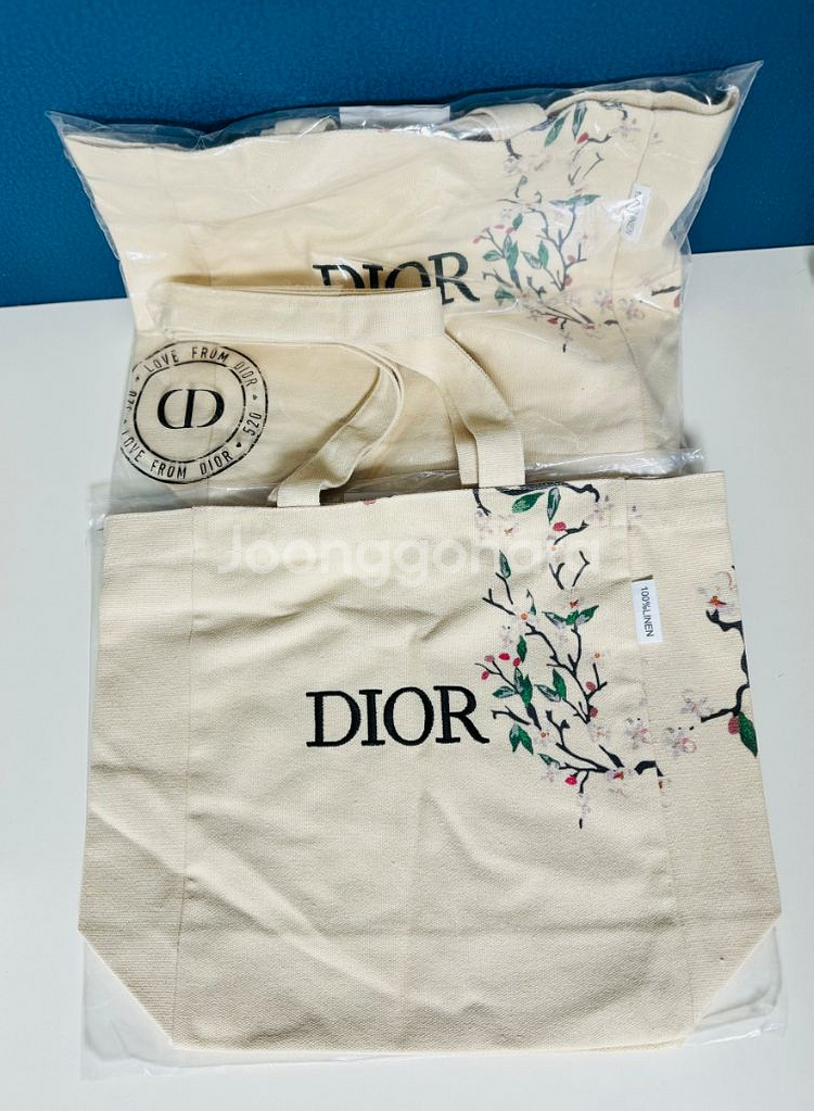 디올 린넨 에코백 숄더백--4