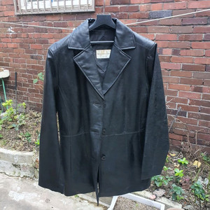 남성 블랙 소가죽코트