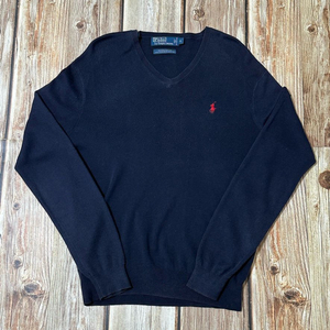 폴로랄프로렌 V넥 피마 코튼 니트 네이비 색상 S