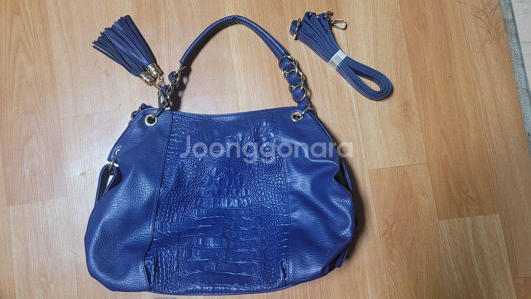 크로코다일 패턴 가죽 숄더백--0