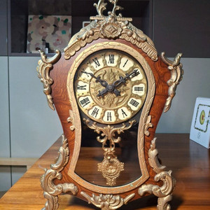 클래식 앤틱 시계 / 고급 우드 + 황동 장식