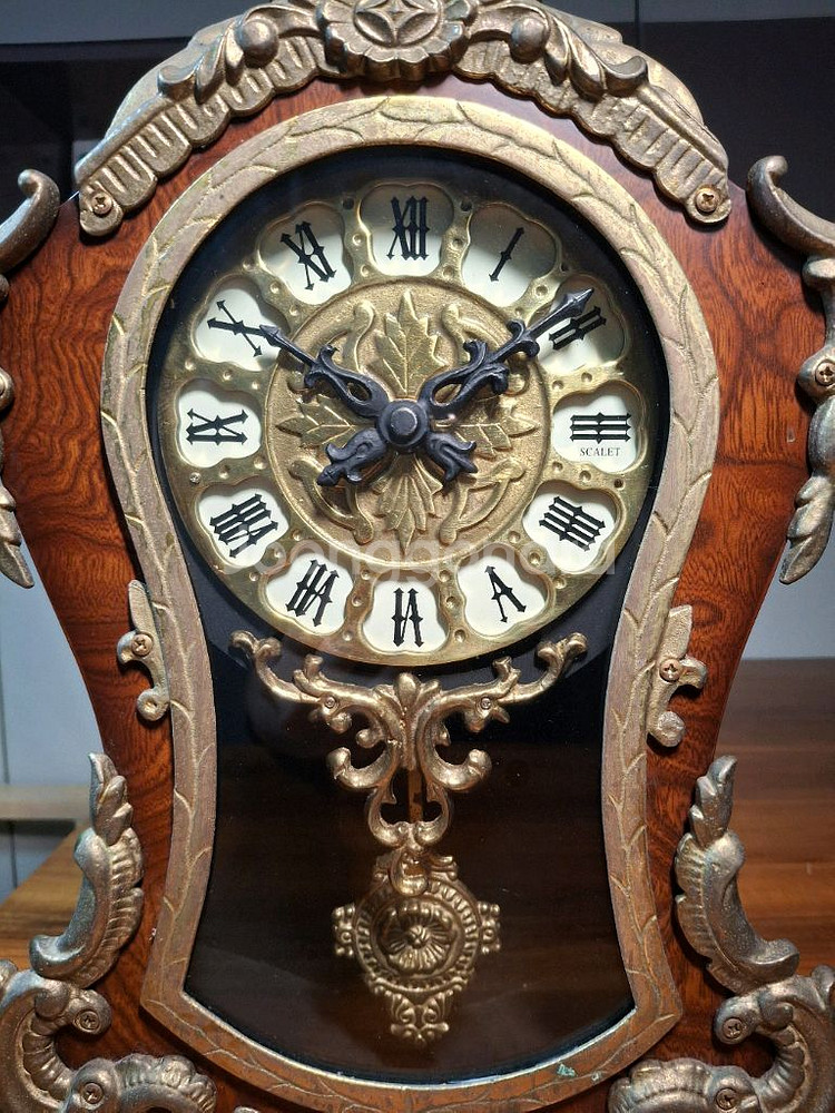 클래식 앤틱 시계 / 고급 우드 + 황동 장식--1