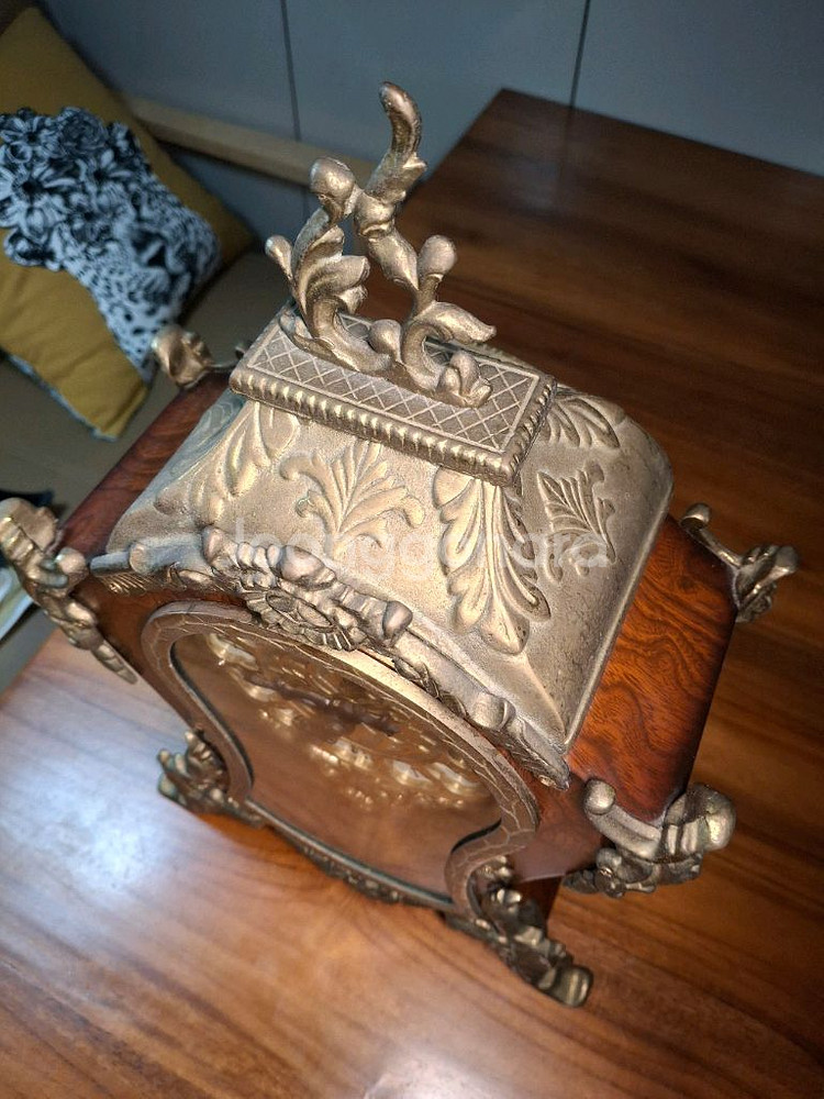 클래식 앤틱 시계 / 고급 우드 + 황동 장식--4