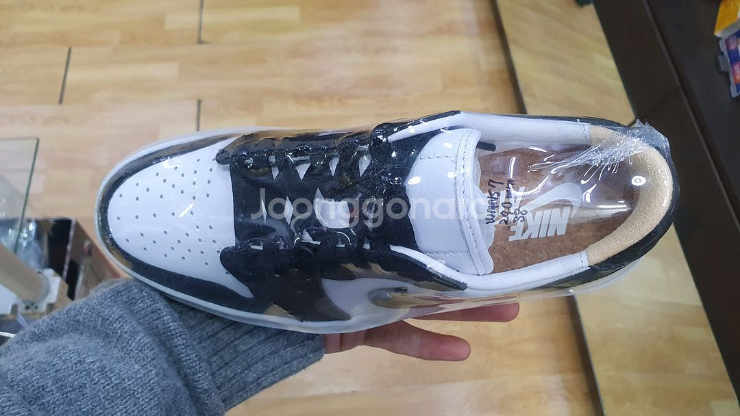 조던1 로우 키높이 플랫폼 검흰 235, 240새상품--5