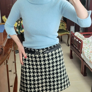 프랑스 모르간 하운드투스 체크 스커트