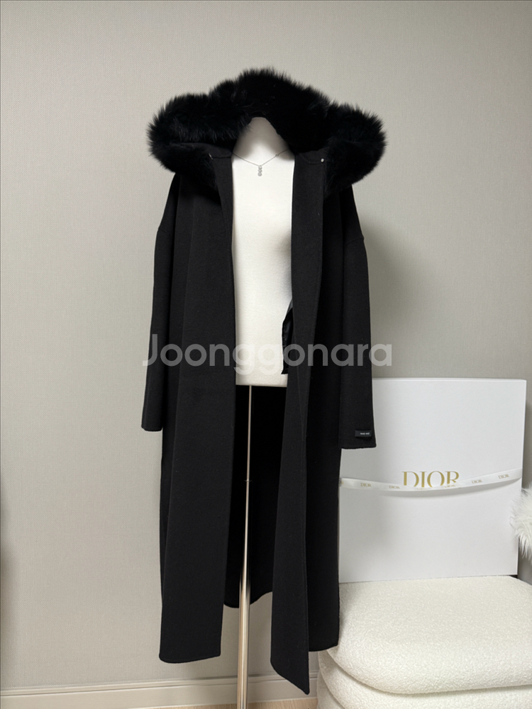 블랙라벨 사가폭스퍼 울 캐시미어 핸드메이드 후드 롱코트--1
