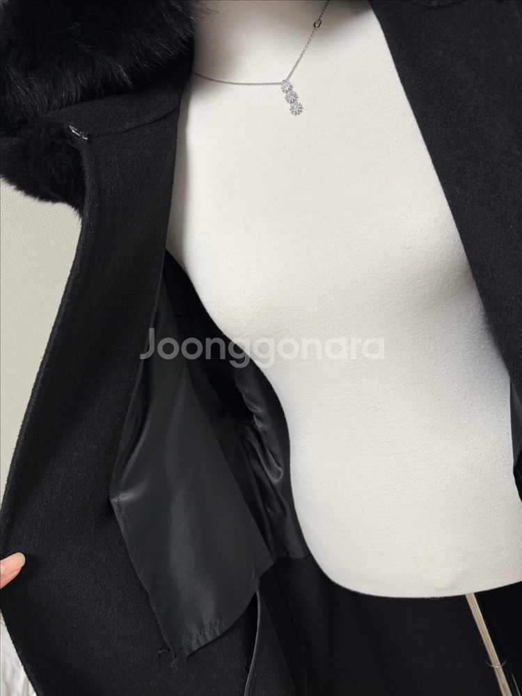 블랙라벨 사가폭스퍼 울 캐시미어 핸드메이드 후드 롱코트--2