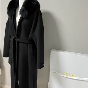 블랙라벨 사가폭스퍼 울 캐시미어 핸드메이드 후드 롱코트