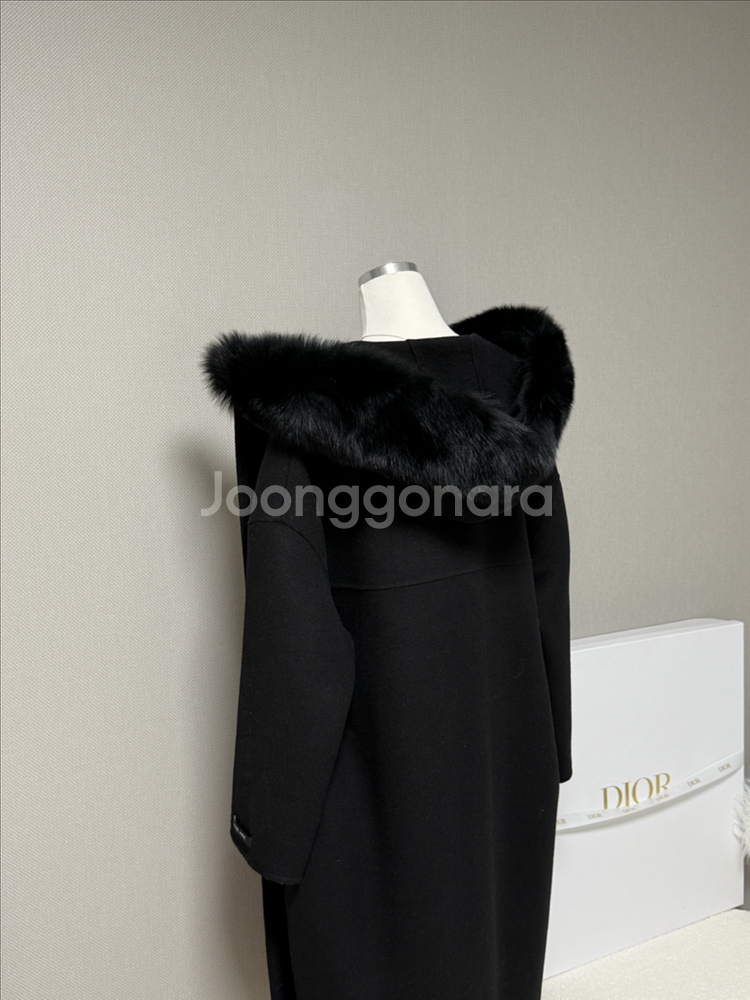 블랙라벨 사가폭스퍼 울 캐시미어 핸드메이드 후드 롱코트--4