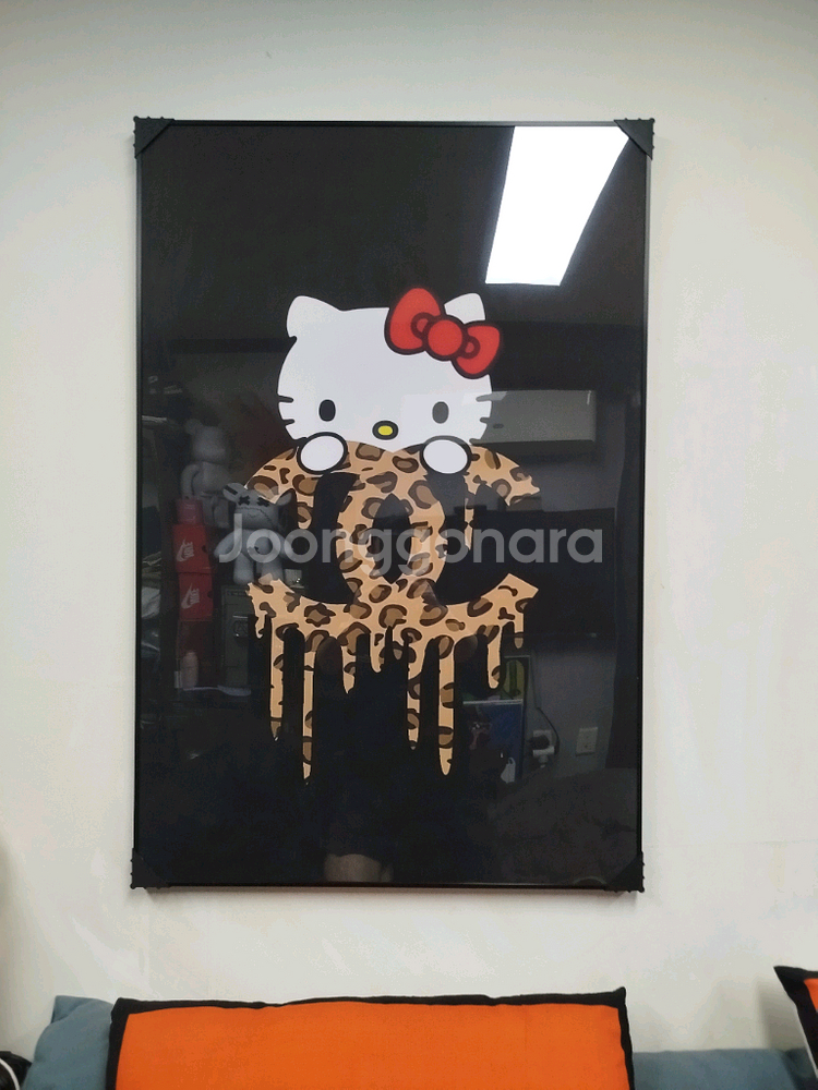 헬로키티 샤넬꽃 꽃그림 샤넬그림 샤넬액자 키티그림 키티액자 대형 그림 액자 팝아트 인테리어소품 인테리어액자 명품그림--8