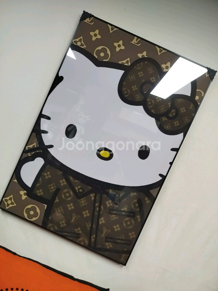 헬로키티 루이비통그림 루이비통액자 캐릭터 대형 그림 액자 팝아트 인테리어소품 인테리어액자 명품그림 가방 지갑 키티--1