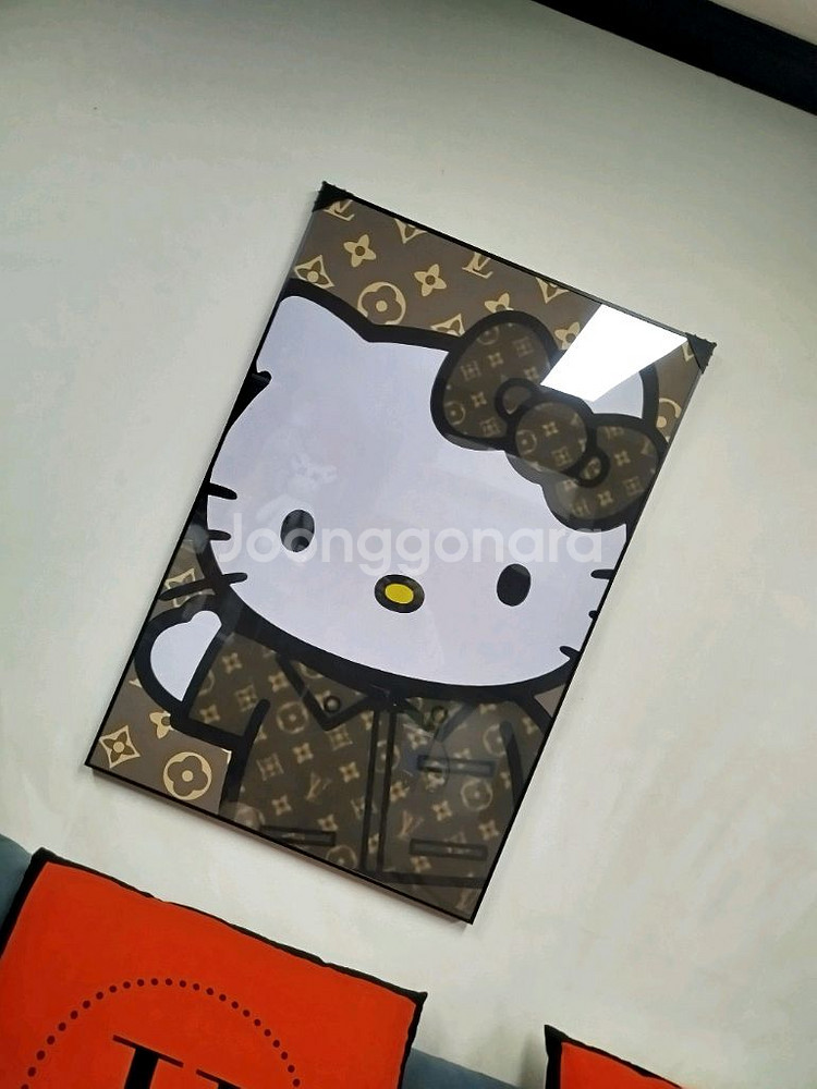 헬로키티 루이비통그림 루이비통액자 캐릭터 대형 그림 액자 팝아트 인테리어소품 인테리어액자 명품그림 가방 지갑 키티--2