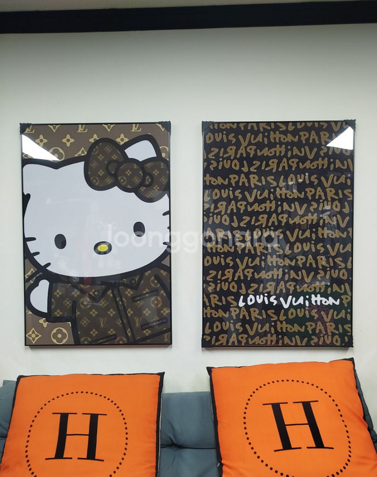 루이비통그림 루이비통액자 캐릭터 대형 그림 액자 팝아트 인테리어소품 인테리어액자 명품그림 헬로키티 키티그림 키티--0