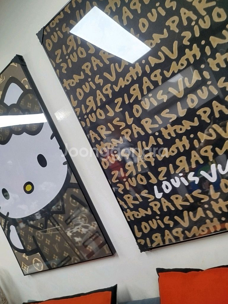 루이비통그림 루이비통액자 캐릭터 대형 그림 액자 팝아트 인테리어소품 인테리어액자 명품그림 헬로키티 키티그림 키티--7
