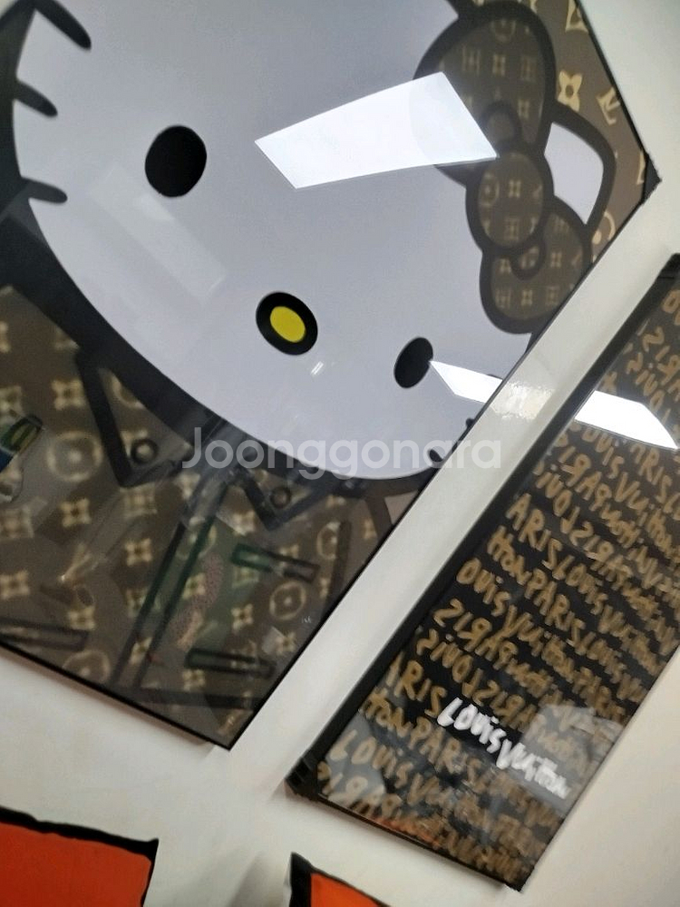 루이비통그림 루이비통액자 캐릭터 대형 그림 액자 팝아트 인테리어소품 인테리어액자 명품그림 헬로키티 키티그림 키티--3