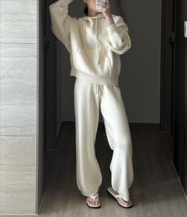 니트후드팬츠세트 니트셋업 아이보리--1